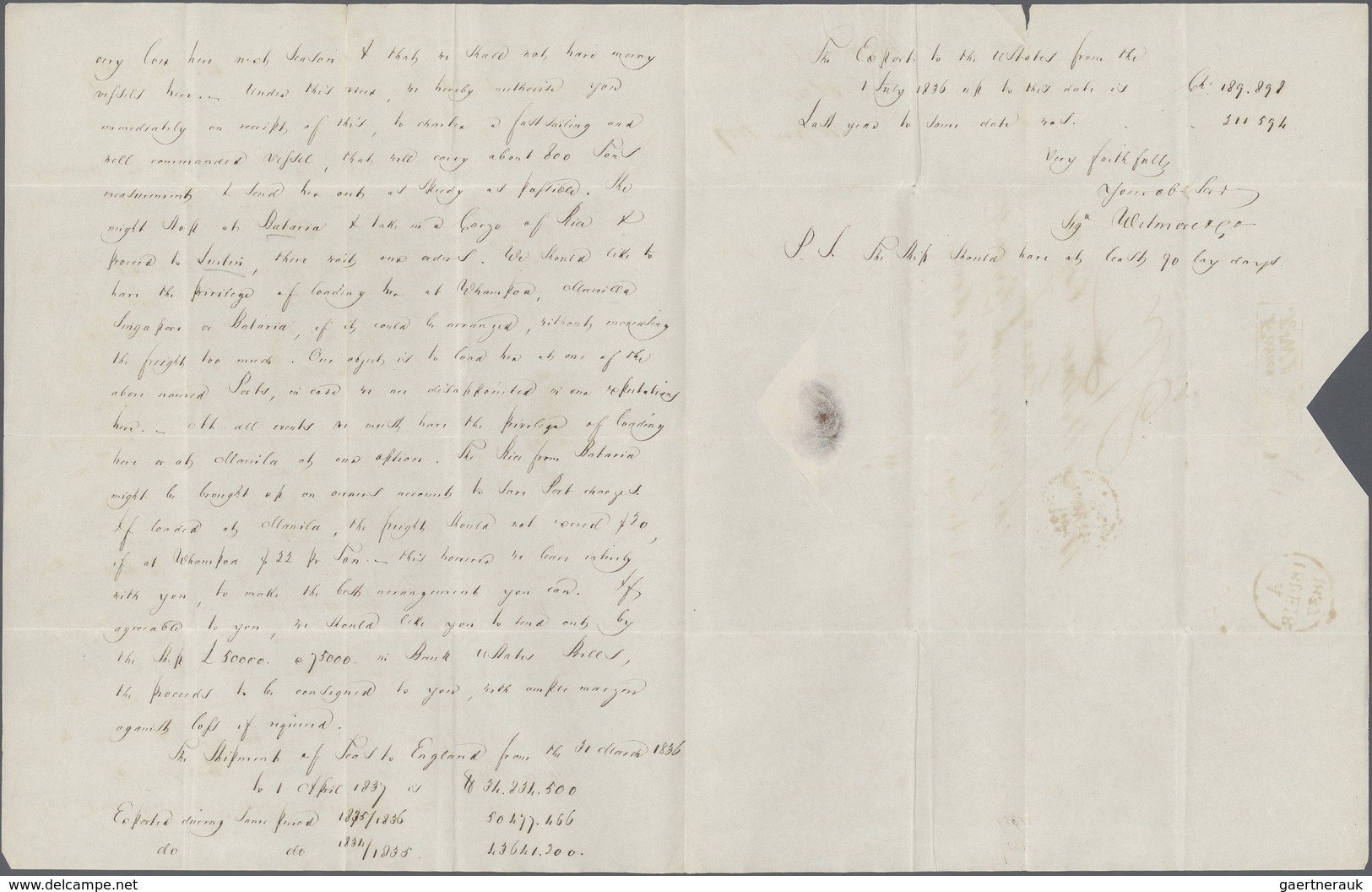 08114 China: 1837, Canton To London, Rare Routing Via St. Helena: Entire Folded Letter Dated ''Canton June - Sonstige & Ohne Zuordnung