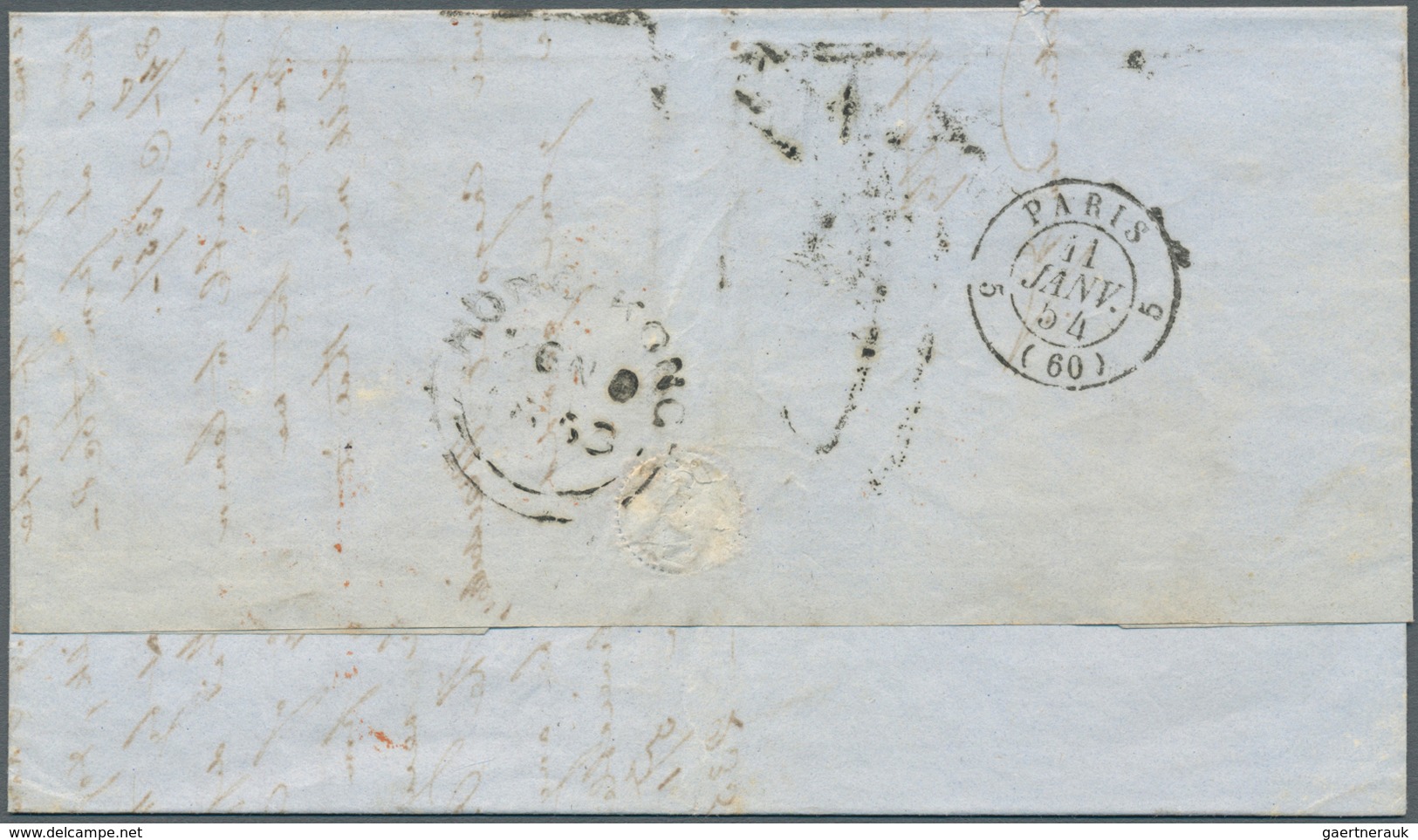 08115 China: 1853, Complete Folded Letter Cover From CANTON (dated 24.11.53), Sent Via Transit HONGKONG, 2 - Sonstige & Ohne Zuordnung