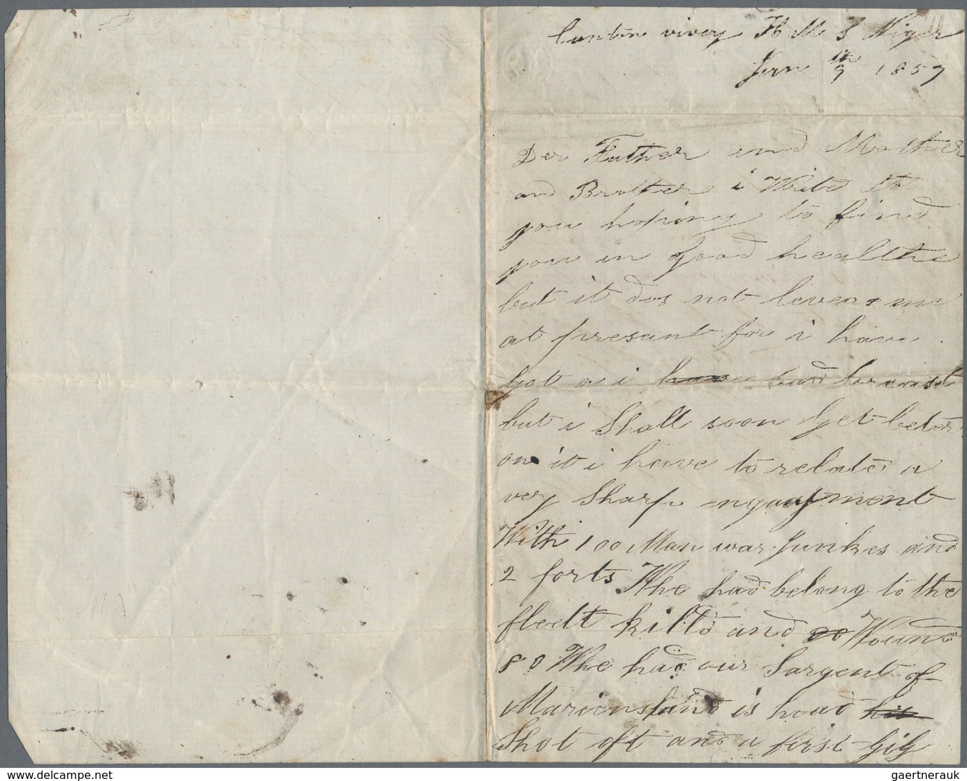 08116 China: 1857-58 Correspondence From And To James Emmett On Board H.M.S. "Niger" At CANTON RIVER And I - Autres & Non Classés