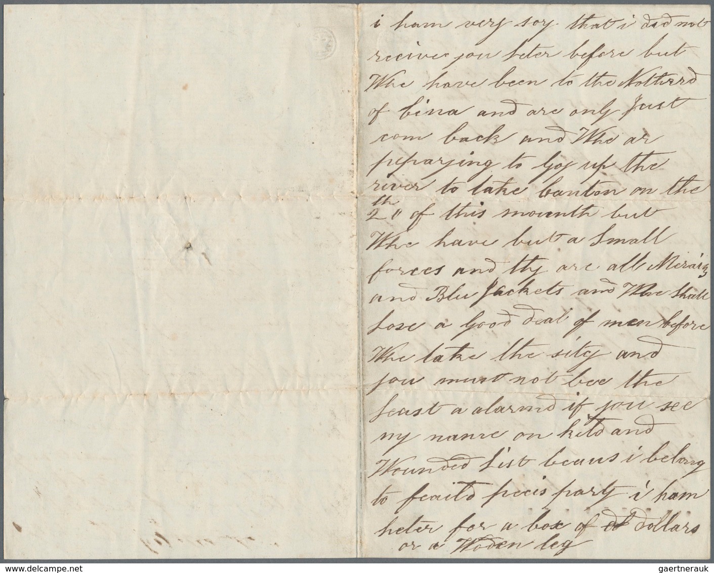 08116 China: 1857-58 Correspondence from and to James Emmett on board H.M.S. "Niger" at CANTON RIVER and i