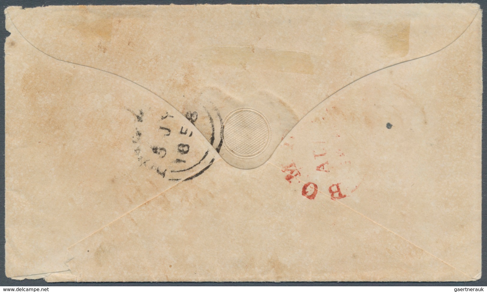 08117 China: 1858 Stampless Cover From Hong-Kong To Bombay Per Steamer "Perim", Bearing On Front The Red C - Autres & Non Classés