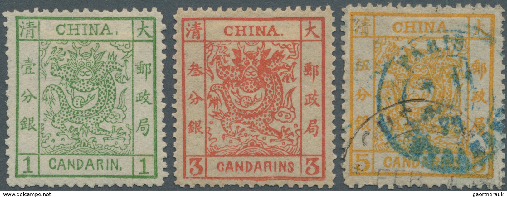 08118 China: 1878, Large Dragons: 1 Ca. Unused No Gum, 3 Ca. Unused Mounted Mint, 5 Ca. Used "CUSTOMS 10 F - Sonstige & Ohne Zuordnung