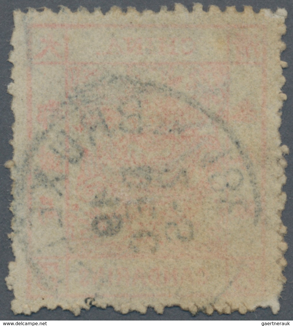 08122 China: 1885, Large Dragon Thick Paper Rough Perforation (Chan Type IV) 3 Ca. Canc. Faint Blue Large - Sonstige & Ohne Zuordnung