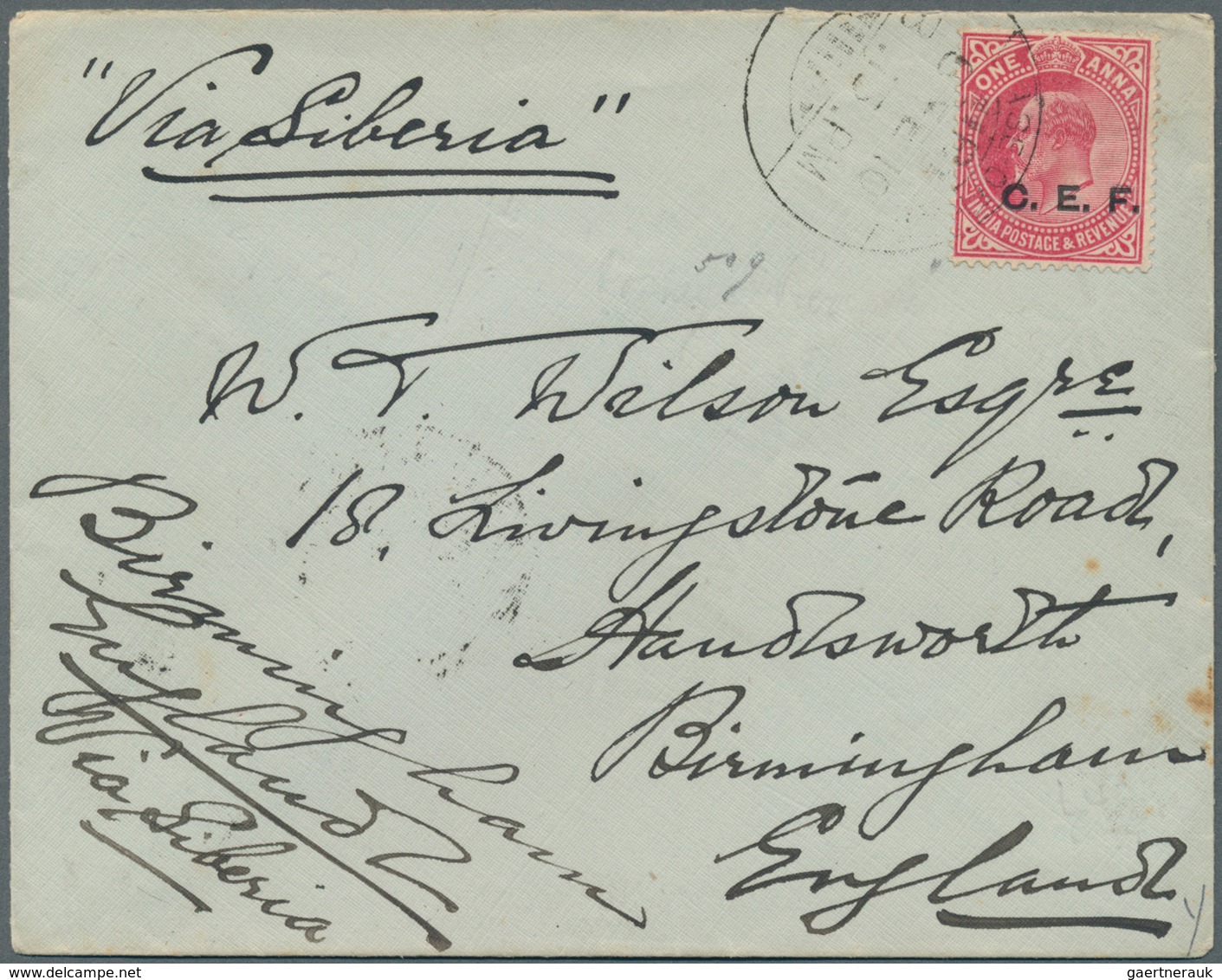 08149 China: 1910 Indian China Expeditionary Force Cover From Base Office "B" At Tientsin To England "Via - Autres & Non Classés