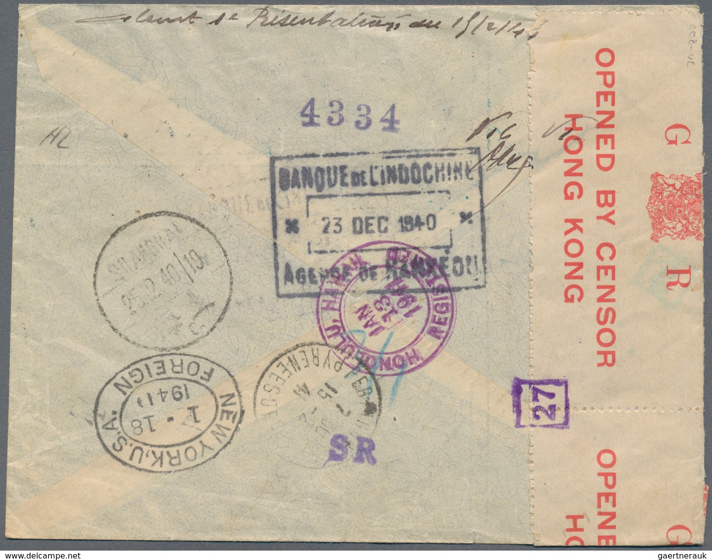 08170 China: 1940, SYS $6.70 Franking Tied "HANKOW 23.12.40" To Registered Air Mail Cover To Perpignan/Fra - Sonstige & Ohne Zuordnung