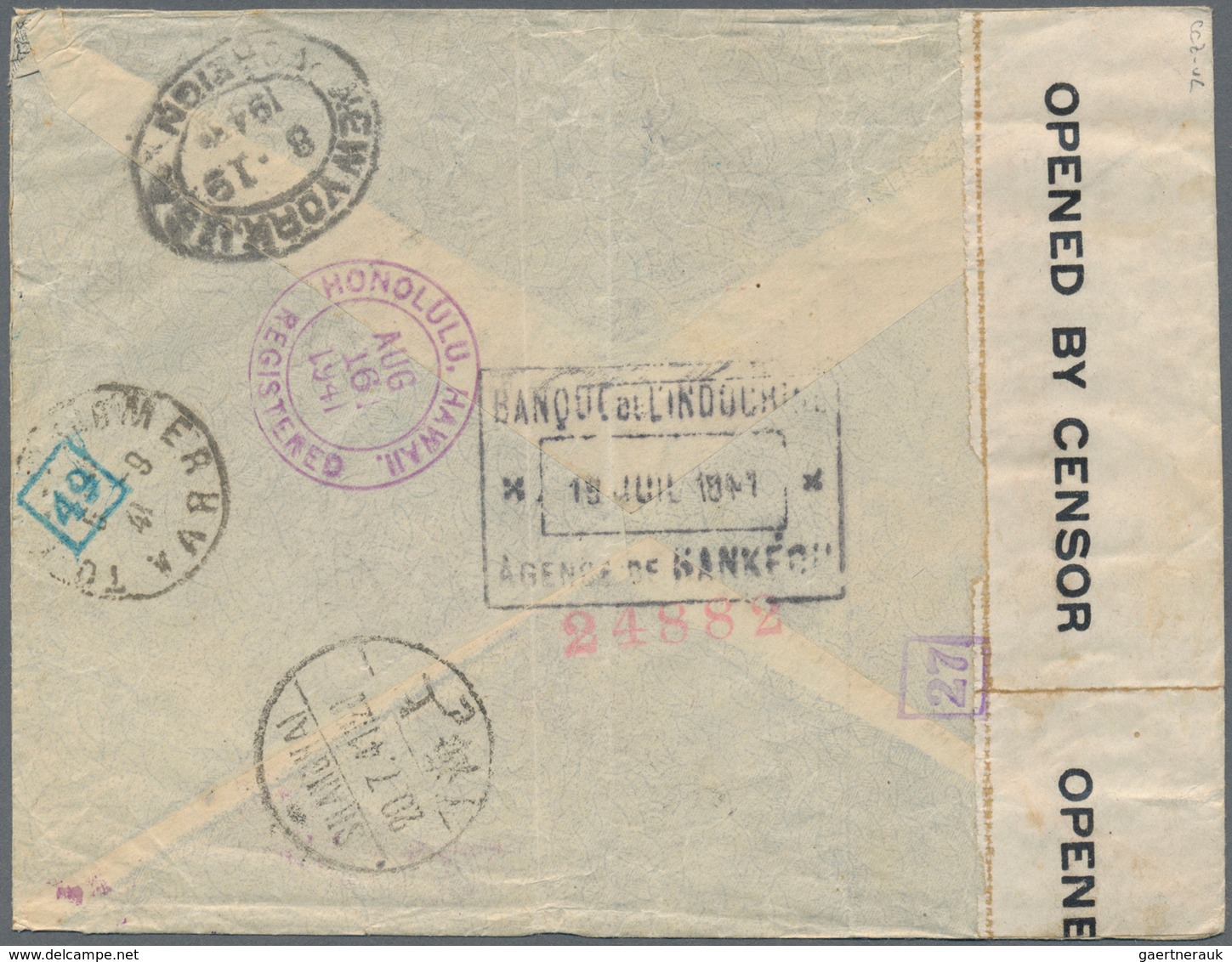 08171 China: 1941, SYS $6.80 Franking Tied "HANKOW 19.7.41" To Registered Air Mail Cover To Toulon/France - Autres & Non Classés