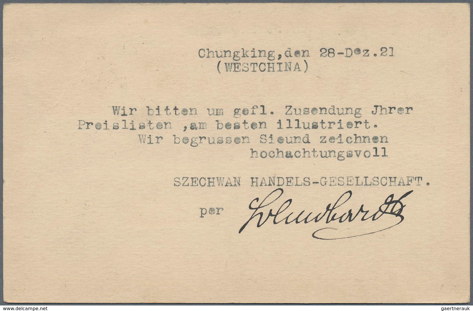 08217 China - Ganzsachen: 1915, UPU Card 4 S. Canc. Bilingual ''CHUNGKING ..12.29`` Via ''SHANGHAI 14 JAN 22`` - Ansichtskarten