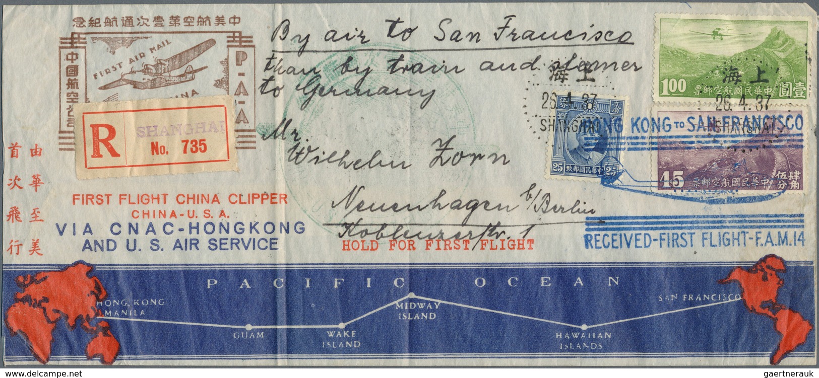 08226 China - Flugpost: 1935/37, Two Registered FFC: SWAC & Air France Canton-Hanoi-Canton 1935 Resp. 1937 - Autres & Non Classés