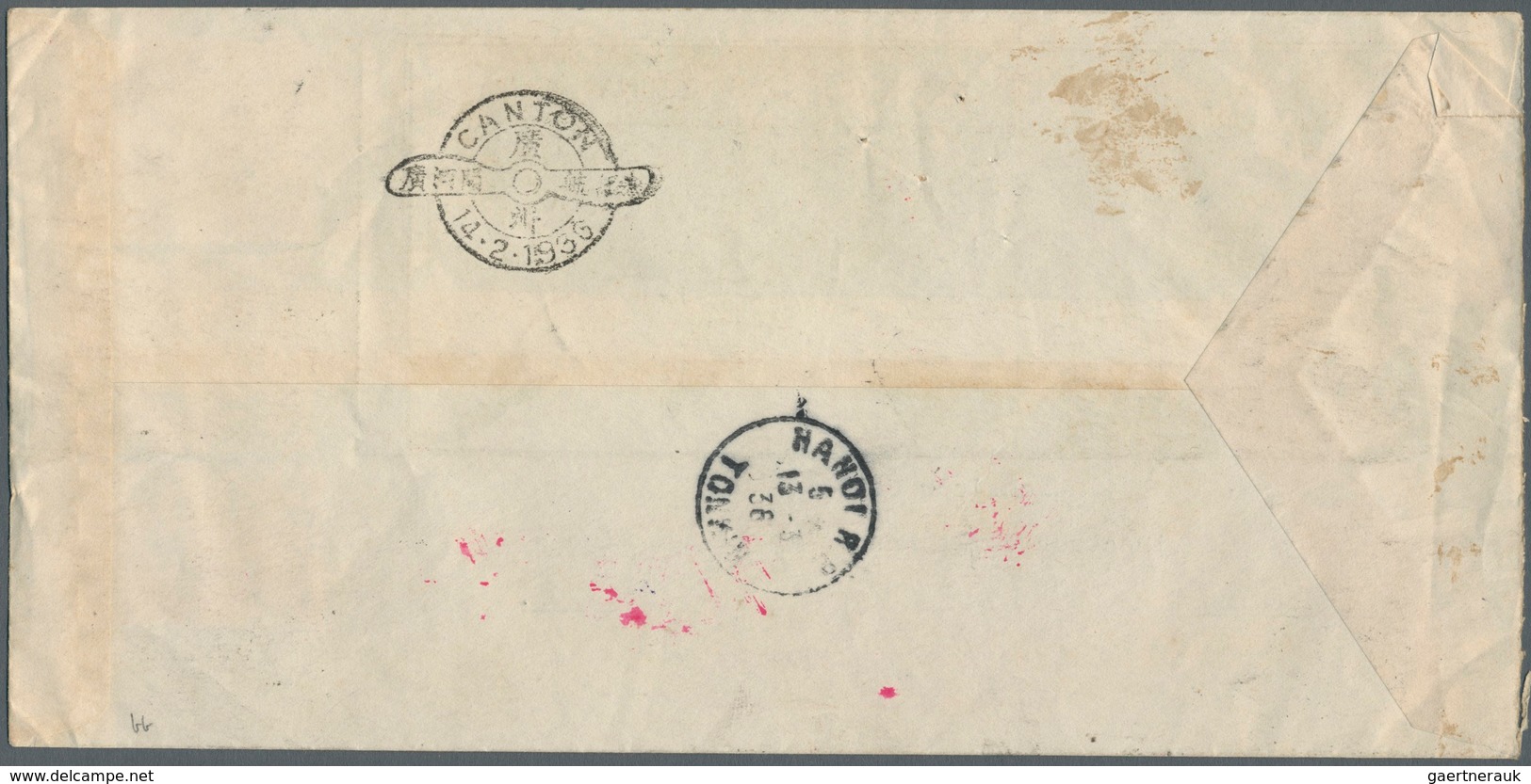 08227 China - Flugpost: 1936, CNAC+Air France FFC: Official Pictorial Envelope Franked Total 1 Yuan Tied " - Autres & Non Classés