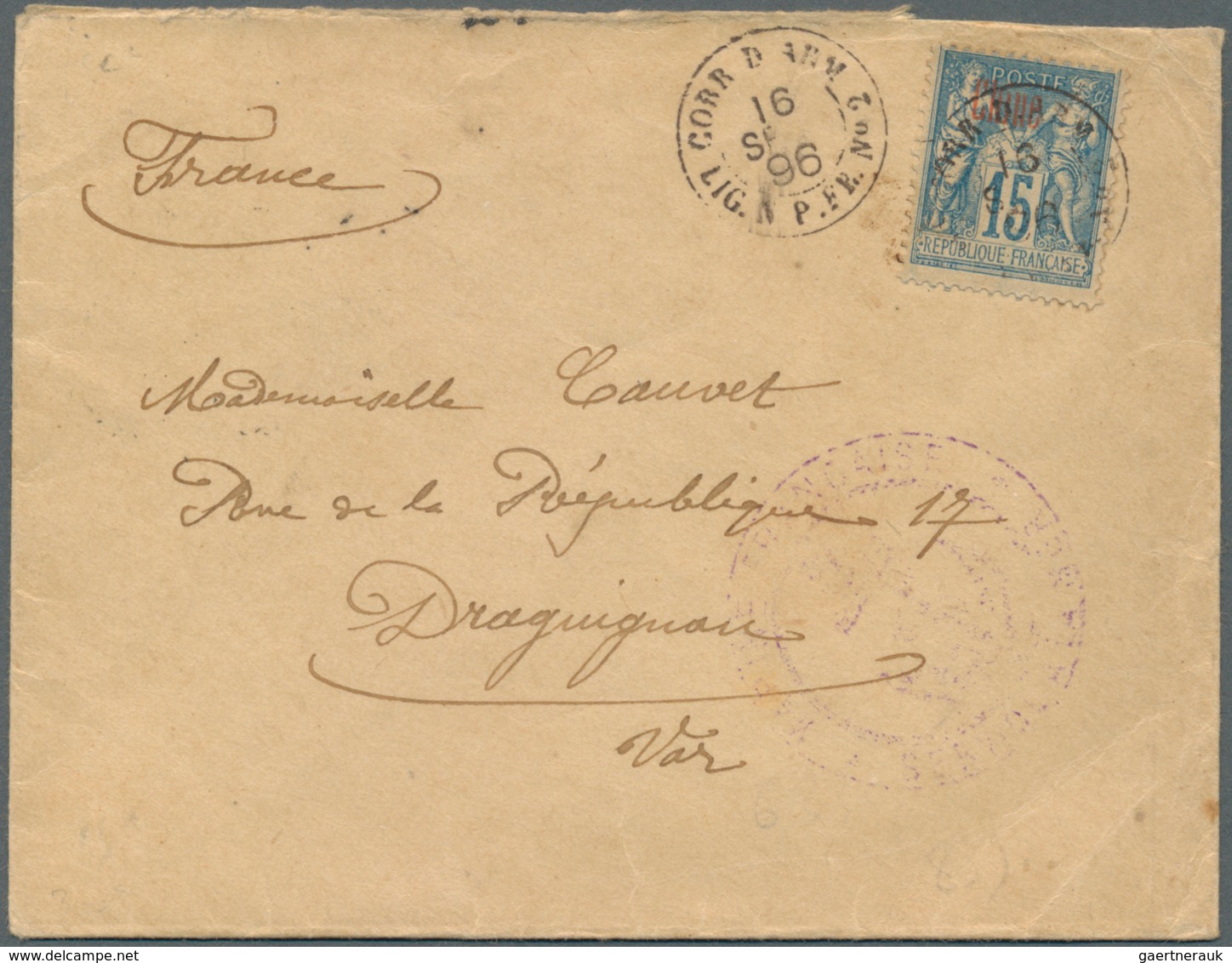 08242 China - Fremde Postanstalten / Foreign Offices: French Offices, 1896. Envelope Addressed To France B - Sonstige & Ohne Zuordnung