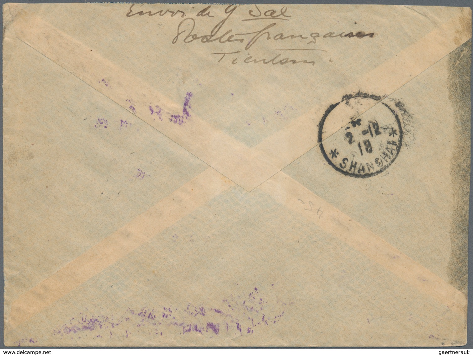 08251 China - Fremde Postanstalten / Foreign Offices: French Offices, 1918. Envelope (soiled) Addressed To - Sonstige & Ohne Zuordnung