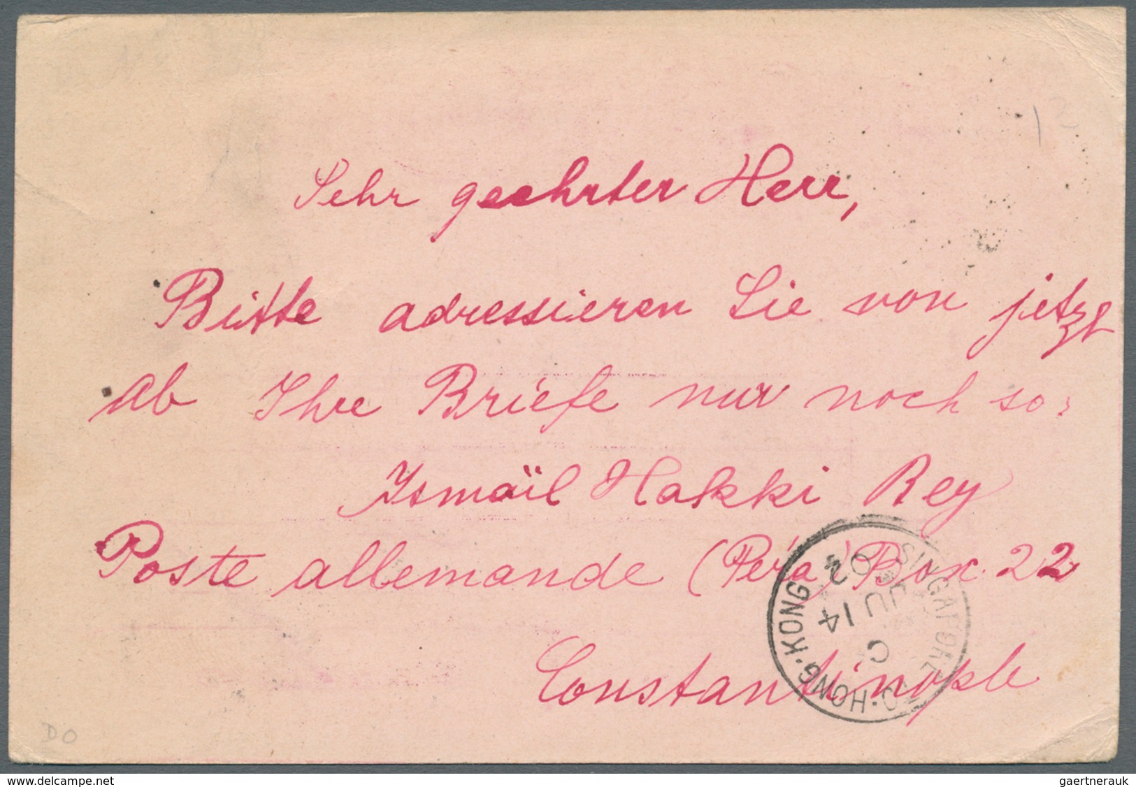 08270 China - Besonderheiten: Incoming Mail, 1902, Turkey/Osman Epire, 20 Pia Canc. "PERA"  Via "COS. GALA - Autres & Non Classés