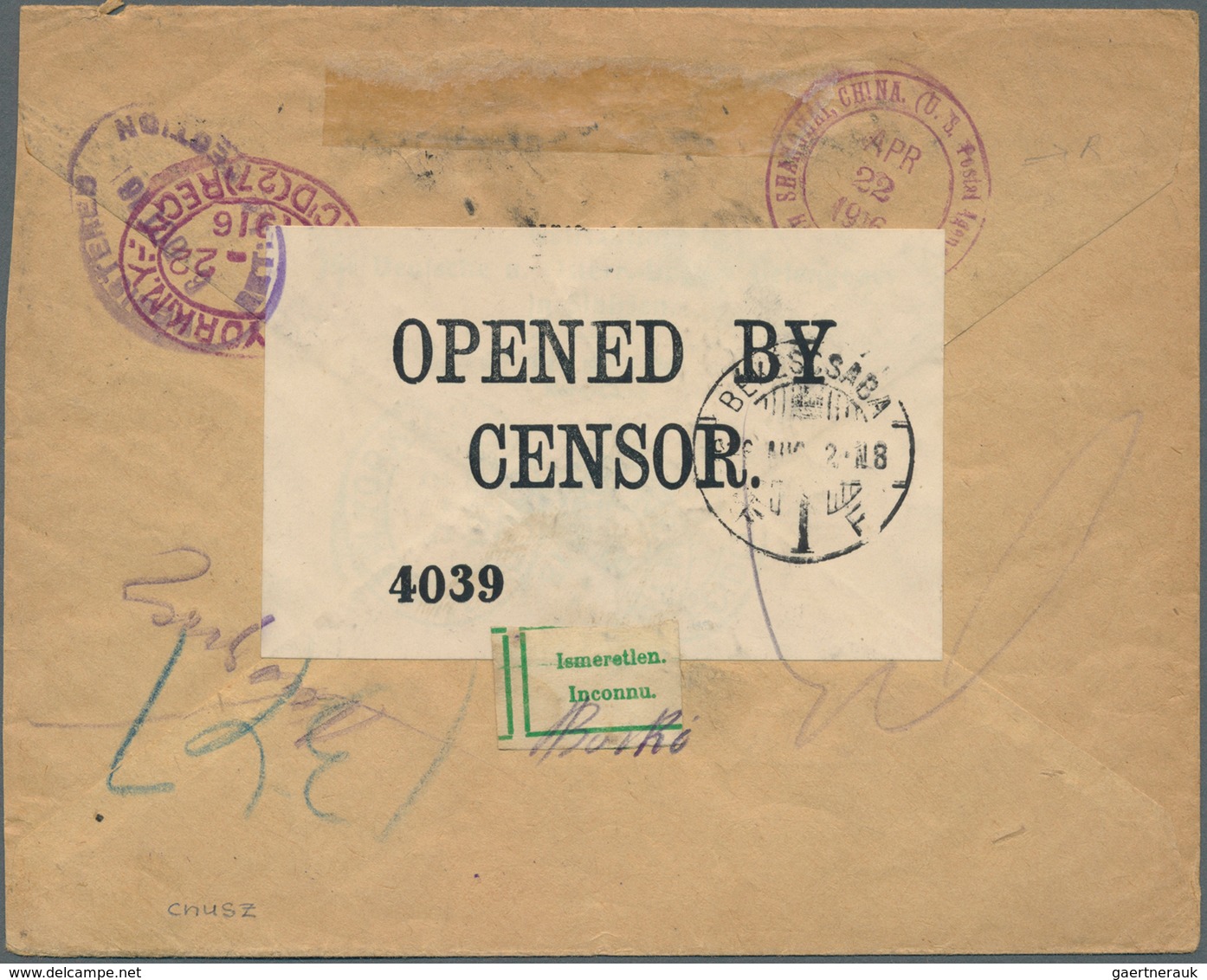 08282 China - Besonderheiten: German Offices, , Tientsin, POW Mail, Envelope Imprinted "SDPDG" Of Tientsin - Sonstige & Ohne Zuordnung