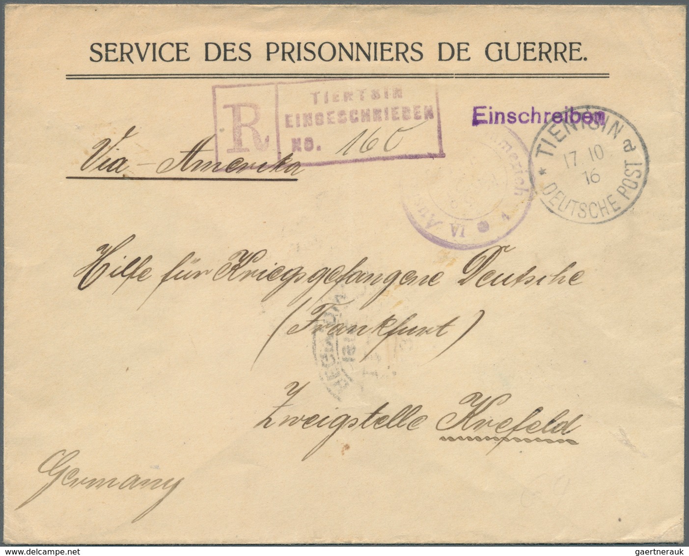08283 China - Besonderheiten: German Offices, , Tientsin, POW Mail, Envelope Imprinted "SDPDG" Registered - Sonstige & Ohne Zuordnung