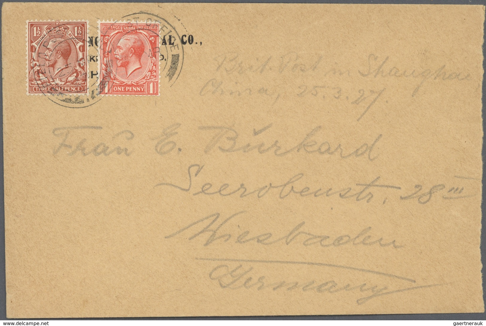 08287 China - Besonderheiten: 1927, March, Shanghai Postal strike /"emergency postal service" by British F