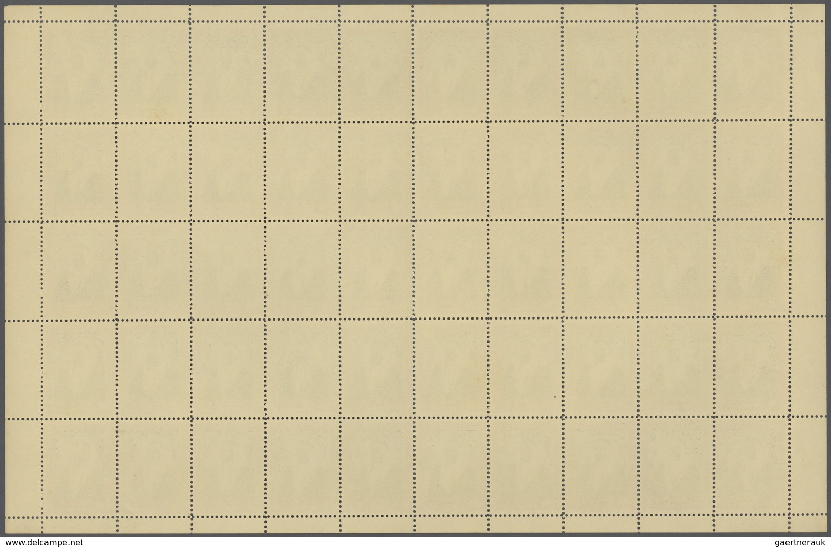 08381 Dubai: 1963 10r. Sheik Rashid Bin Saeed Al Maktoum, Line Perf. 10½, Complete (folded) Sheet Of 50 St - Dubai