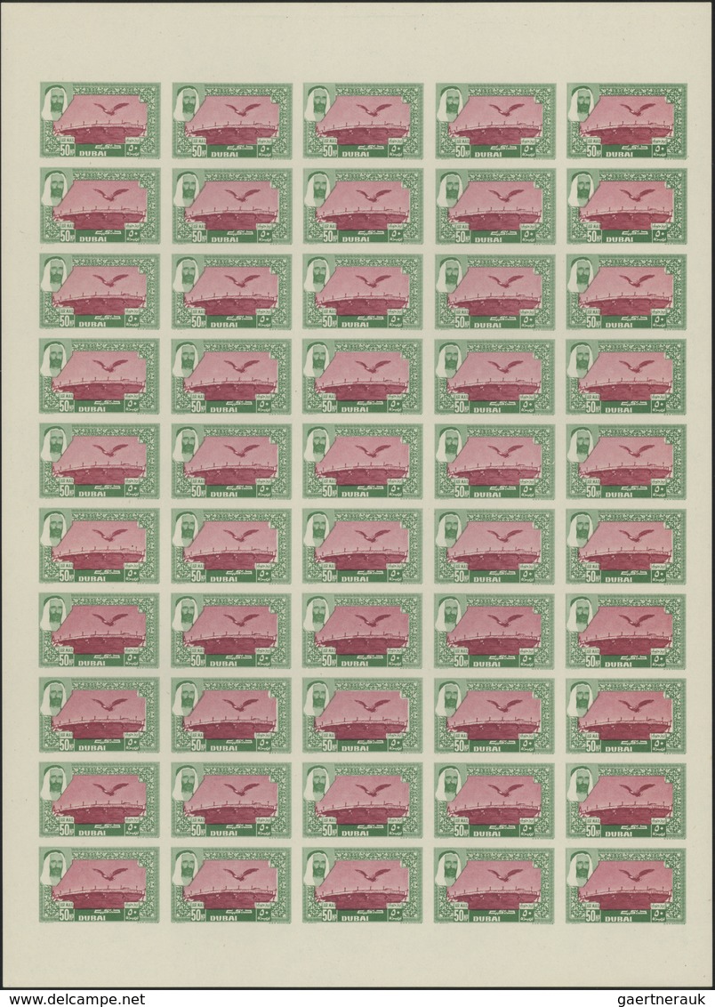 08382 Dubai: 1963, Airmail Definitives "Falcon", 20np. To 1r. Imperforate, Complete Set Of Eight Values, S - Dubai