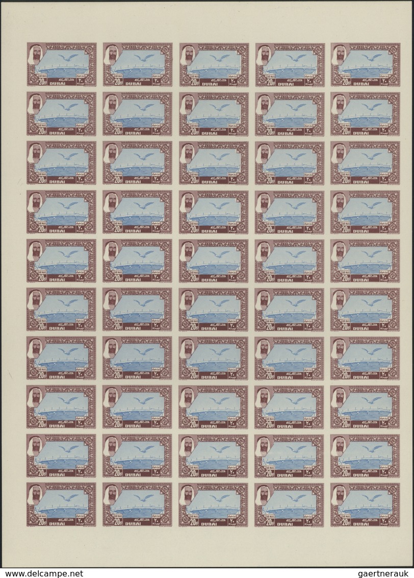 08382 Dubai: 1963, Airmail Definitives "Falcon", 20np. to 1r. imperforate, complete set of eight values, s