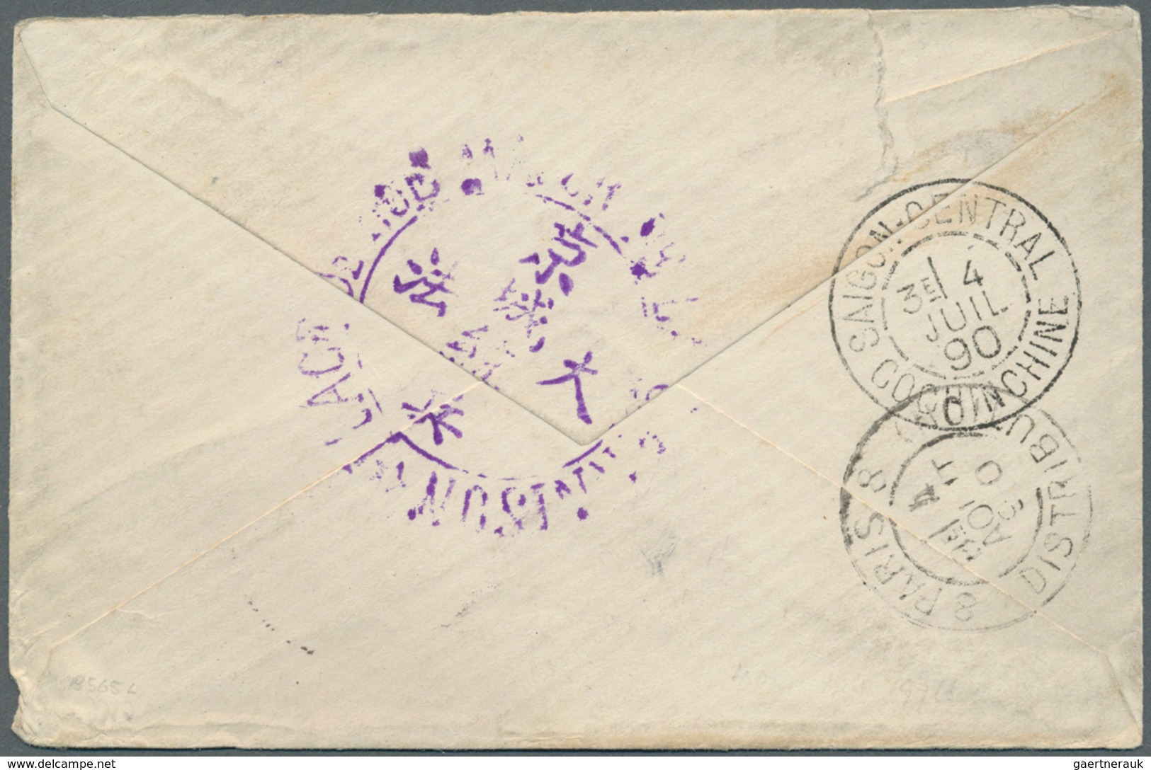 08410 Französisch-Indochina: 1890. Stamp-less Military Mail Envelope Addressed To Paris Headed 'Troupes De - Lettres & Documents