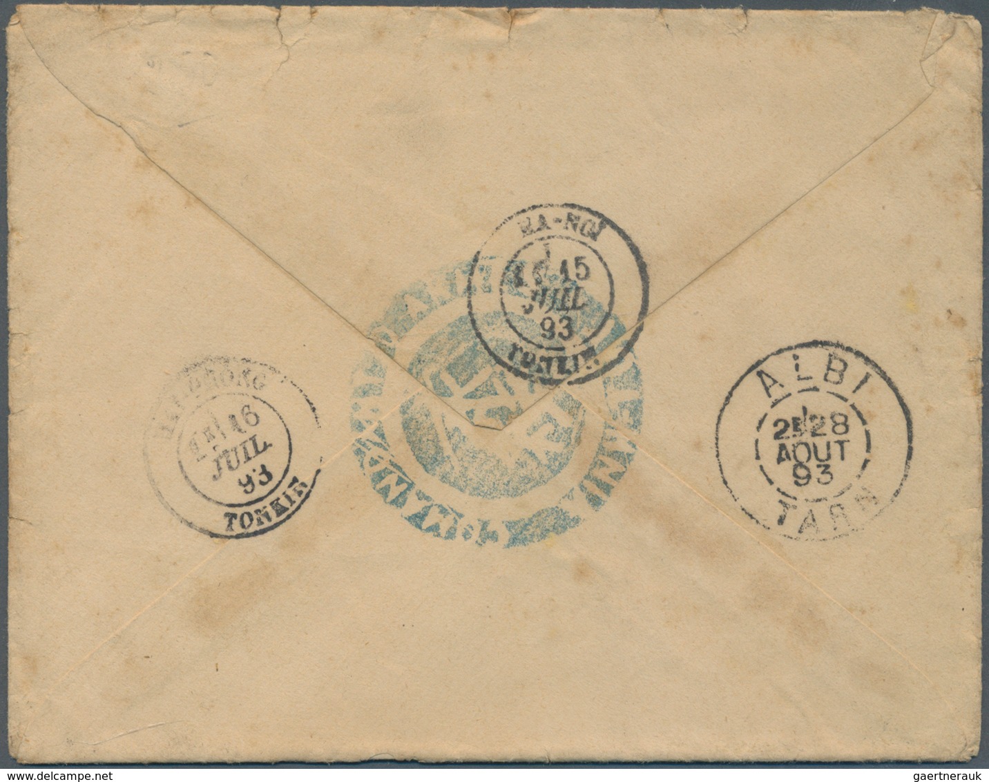 08412 Französisch-Indochina: 1893, Fieldpost Letter With "TUYEN QUANG 11 JUL 93" Cds Sent With French Ship - Lettres & Documents