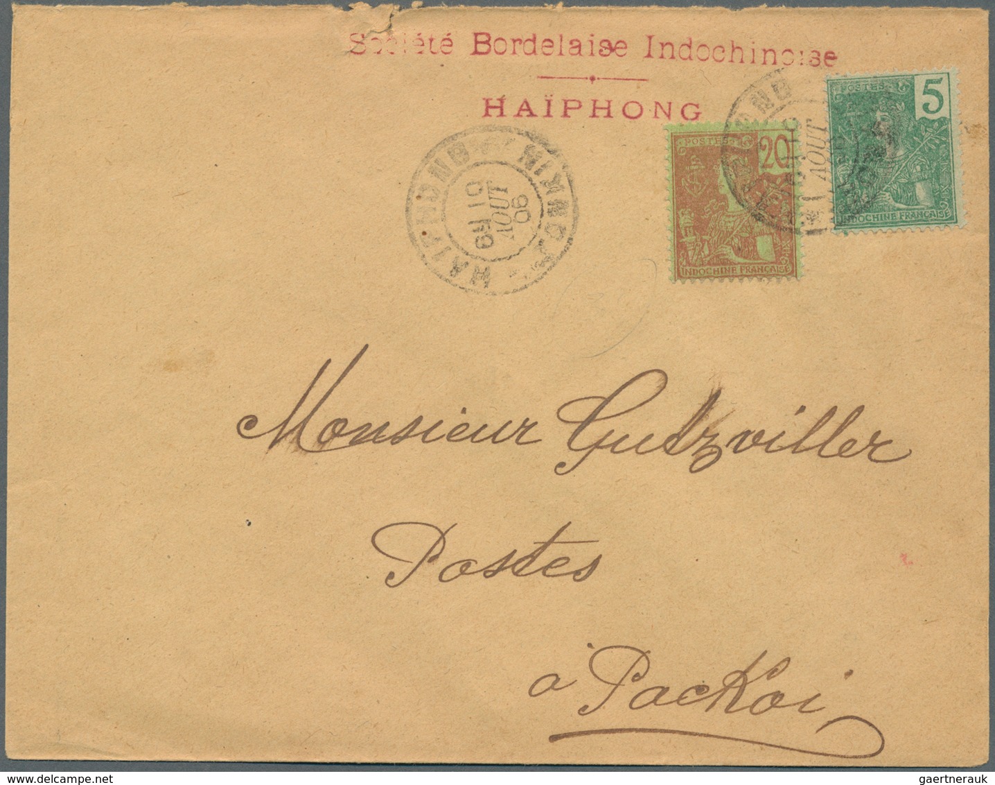 08427 Französisch-Indochina: 1906. Envelope Addressed To The `French Post A Packhoi' Bearing Lndo-China SG - Lettres & Documents