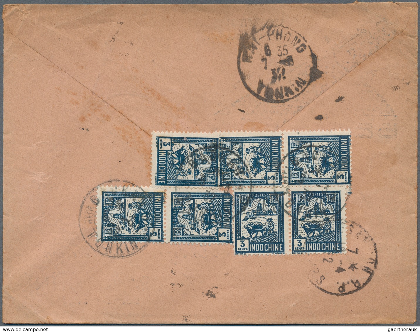 08430 Französisch-Indochina: 1908, 10 C Rose On Greenish Psc, Uprated With 3 X 1 C "annam Women" And 2 C, - Lettres & Documents