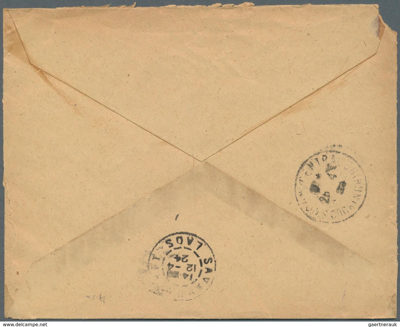 08447 Französisch-Indochina: 1924. Envelope (faults) Headed 'Comptoir Franco-Laotian/Vientiane/Laos' Addre - Briefe U. Dokumente