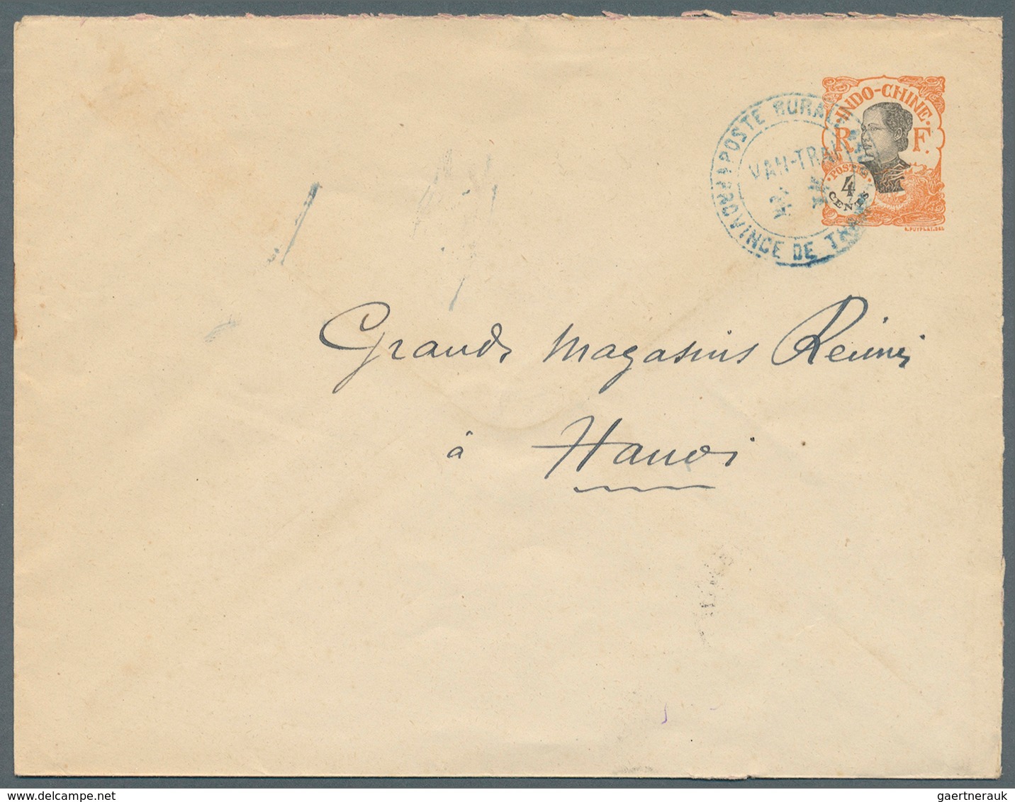 08449 Französisch-Indochina: 1924. Postal Stationery Envelope (opened On Two Sides) 4c Orange Addressed To - Briefe U. Dokumente