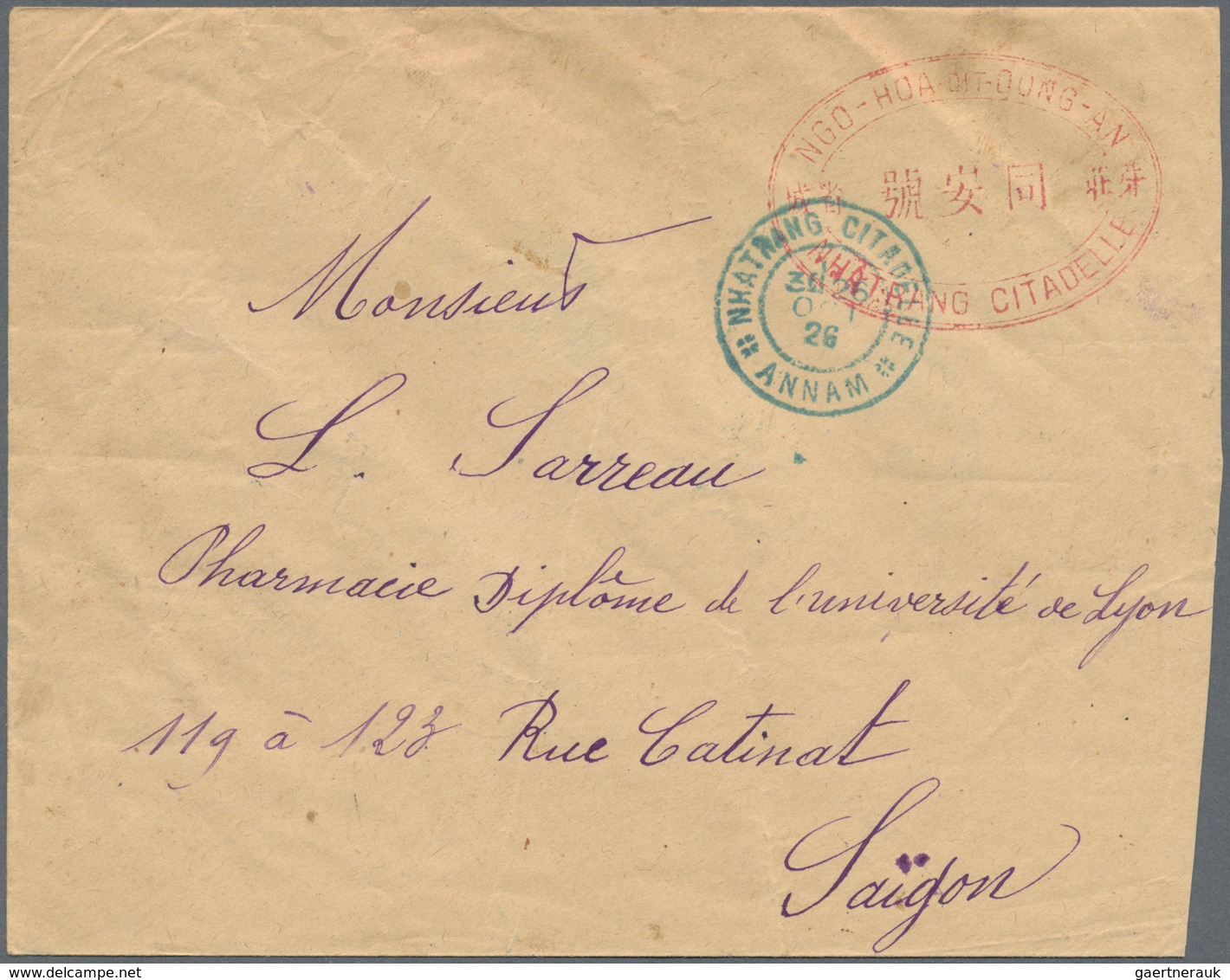 08454 Französisch-Indochina: 1926. Envelope (small Faults) Addressed To Saigon Bearing Indo-China Yvert 10 - Briefe U. Dokumente