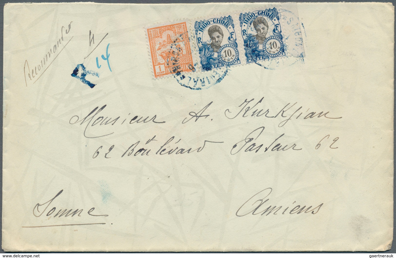 08457 Französisch-Indochina: 1928/31, Three Better Franked (airmail)covers Incl. 1x Blue "R" (registration - Briefe U. Dokumente