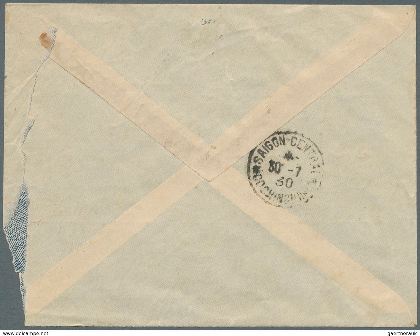 08461 Französisch-Indochina: 1930. Envelope (corner Fault At Lower Right) Addressed To Saigon Bearing Indo - Lettres & Documents