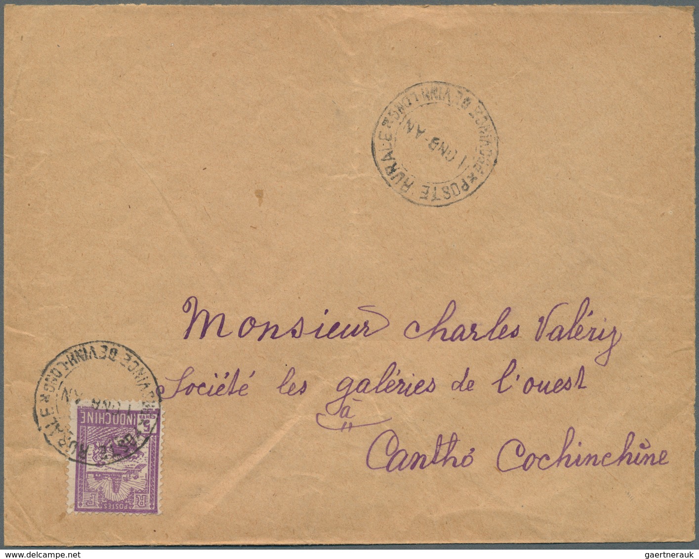 08463 Französisch-Indochina: 1931. Envelope (vertical Fold, Creased) Addressed To Cantho Bearing Lndo-Chin - Briefe U. Dokumente