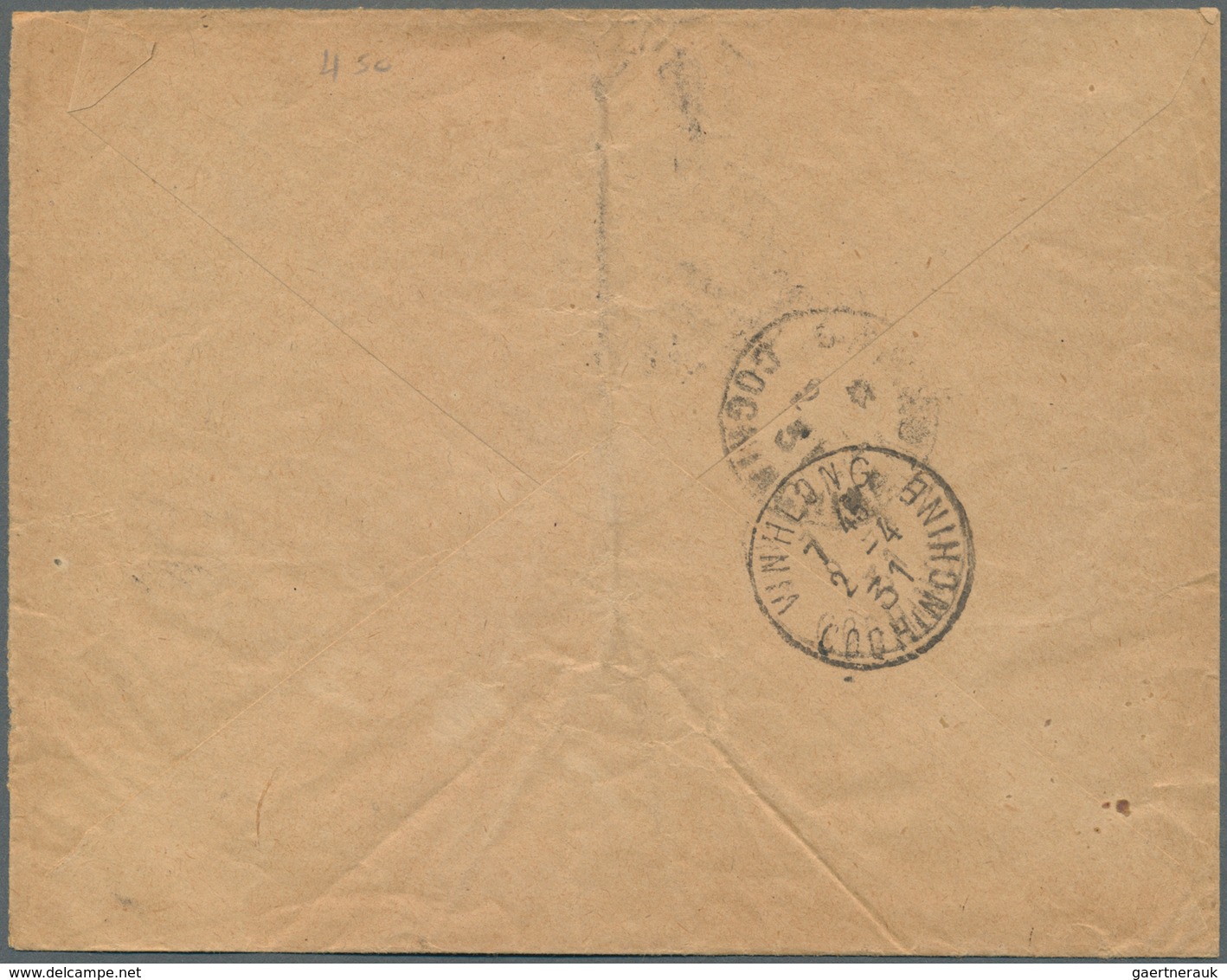 08463 Französisch-Indochina: 1931. Envelope (vertical Fold, Creased) Addressed To Cantho Bearing Lndo-Chin - Lettres & Documents