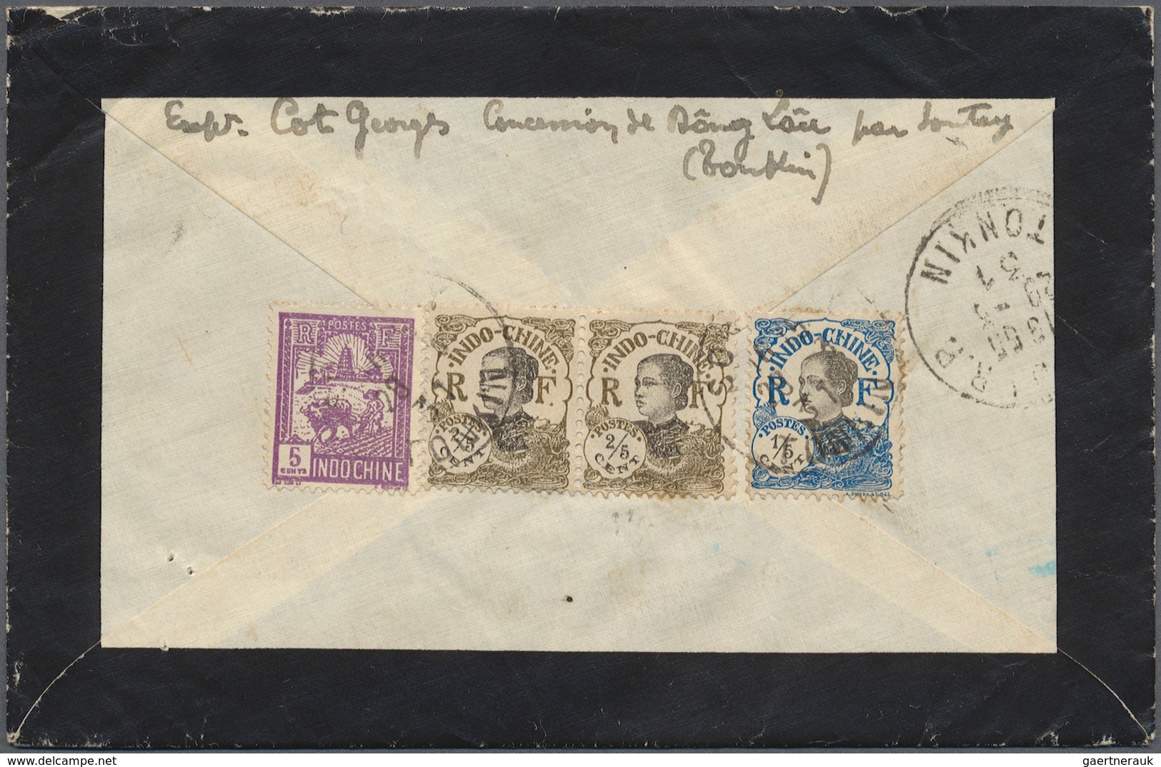 08464 Französisch-Indochina: 1931. Mourning Envelope Addressed To France Bearing French Indo-China SG 116, - Lettres & Documents