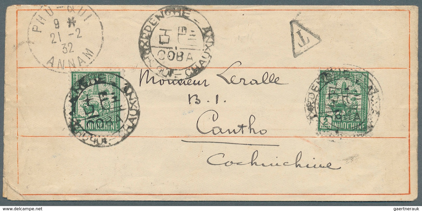 08465 Französisch-Indochina: 1932. Envelope Addressed To Cantho, Cochinchine Bearing Indo-China SG 141, 2c - Lettres & Documents