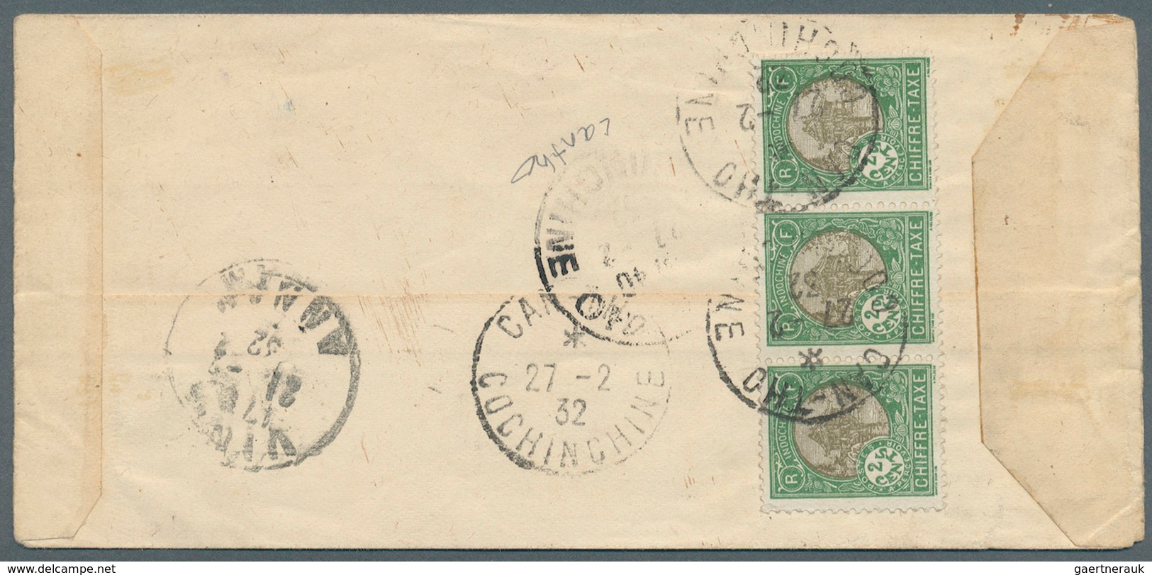 08465 Französisch-Indochina: 1932. Envelope Addressed To Cantho, Cochinchine Bearing Indo-China SG 141, 2c - Briefe U. Dokumente