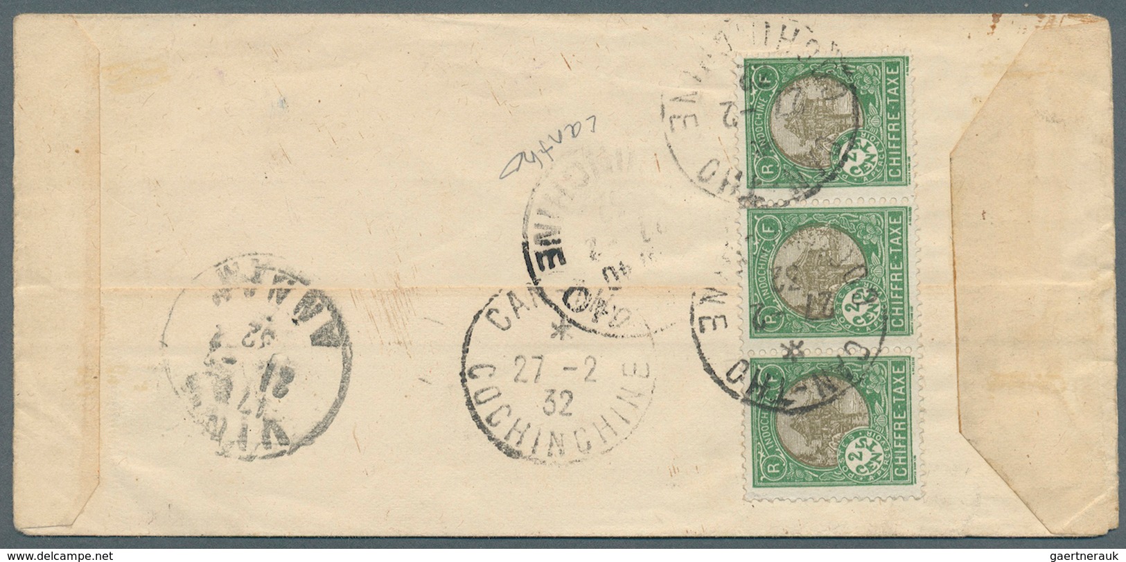 08465 Französisch-Indochina: 1932. Envelope Addressed To Cantho, Cochinchine Bearing Indo-China SG 141, 2c - Lettres & Documents