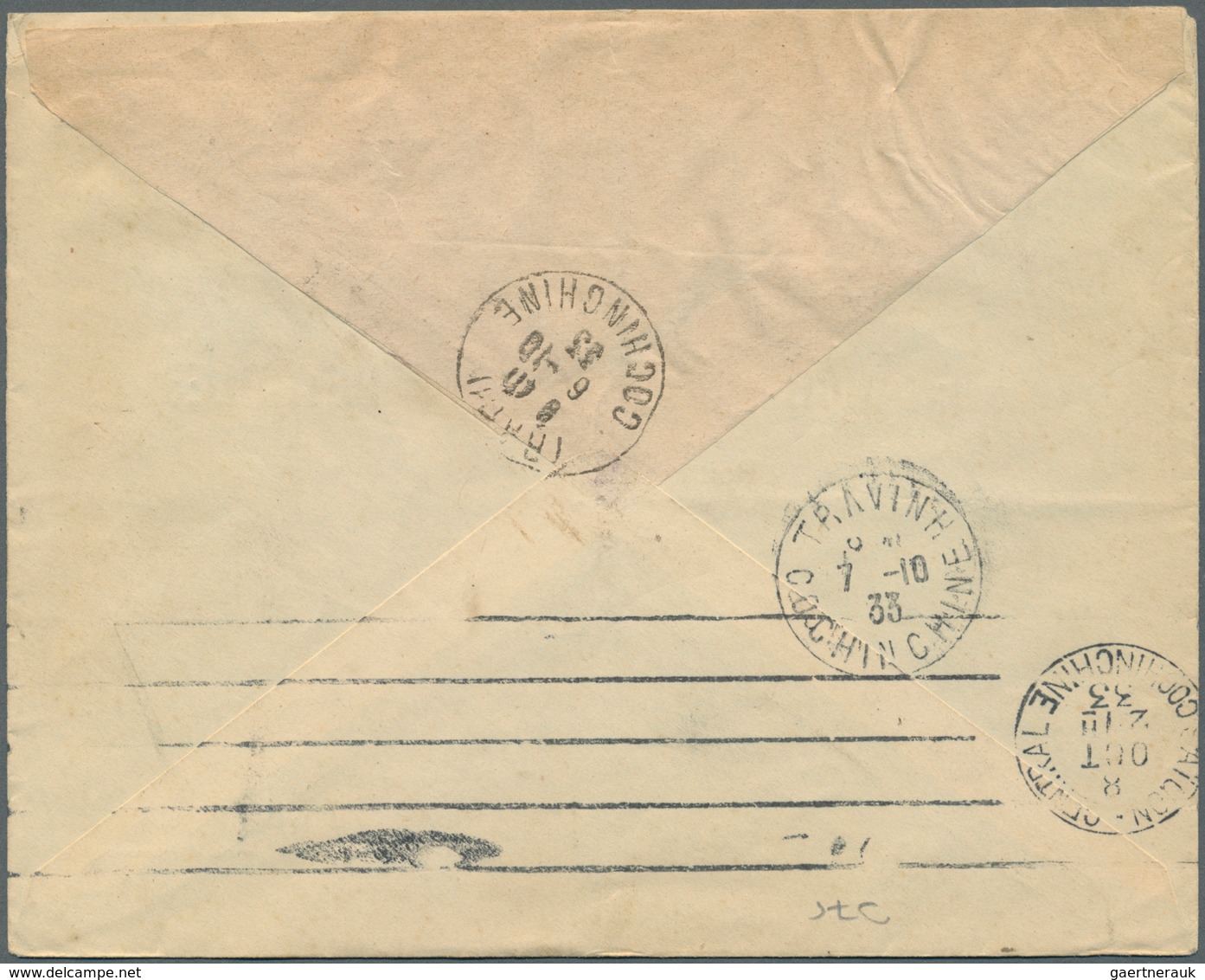 08468 Französisch-Indochina: 1933. Envelope Addressed To Saigon Bearing Lndo-China SG 175, 5c Violet Tied - Briefe U. Dokumente