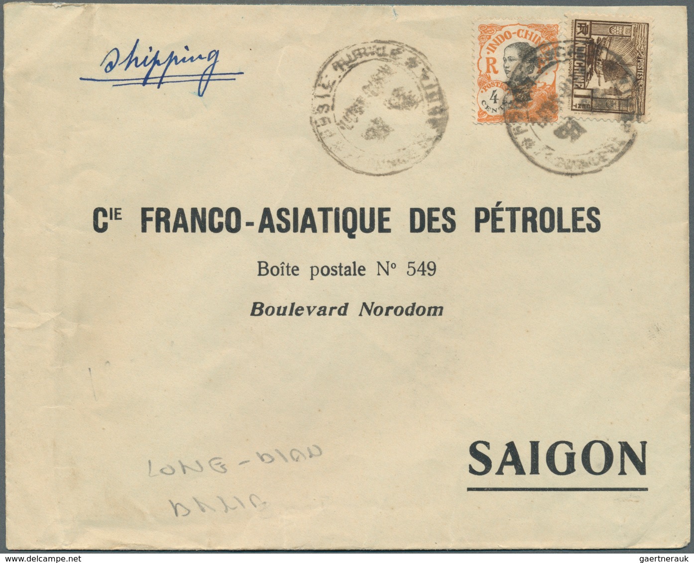 08469 Französisch-Indochina: 1933. Envelope Addressed To Saigon Bearing Indo-China SG 122, 4c Orange And S - Briefe U. Dokumente