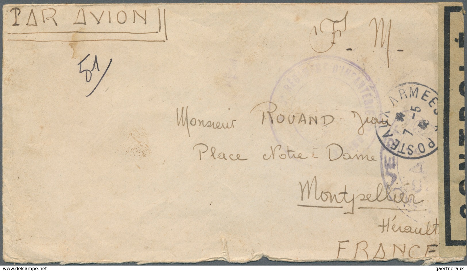 08487 Französisch-Indochina: 1946. Stampless Air Mail Envelope Written From Pakse, Laos Dated '28th Avril - Briefe U. Dokumente