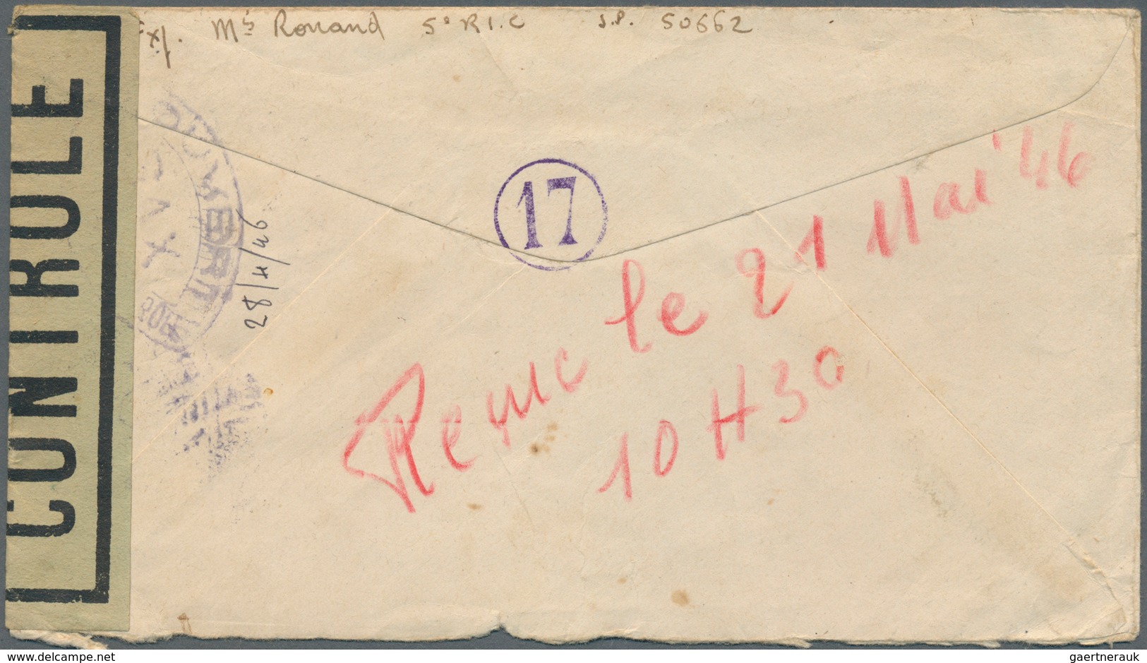 08487 Französisch-Indochina: 1946. Stampless Air Mail Envelope Written From Pakse, Laos Dated '28th Avril - Briefe U. Dokumente