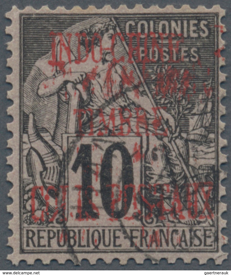 08490 Französisch-Indochina - Paketmarken: 1891, 10c. Black On Lilac Surcharged By Vermillion Handstamp, F - Portomarken