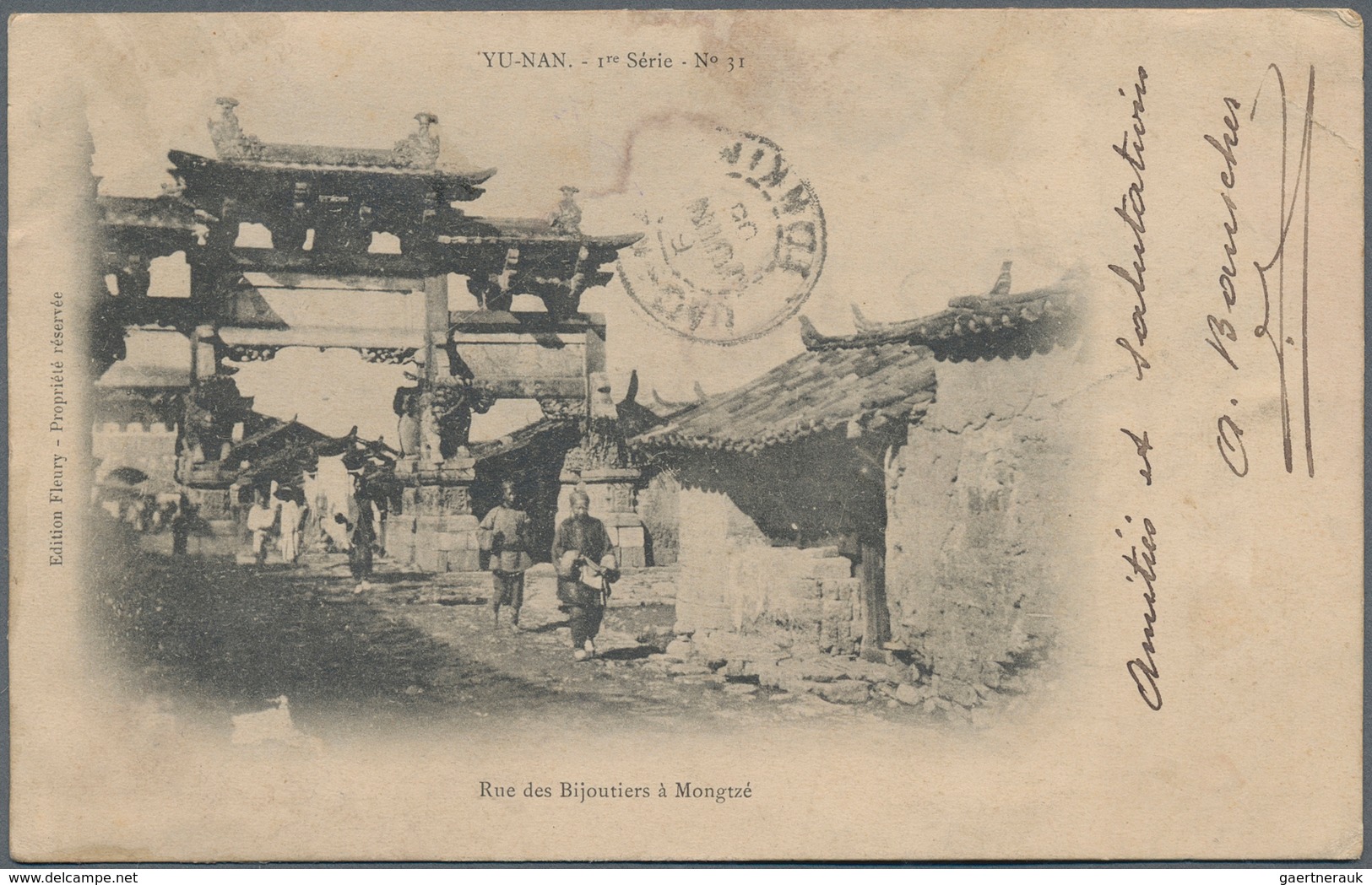 08498 Französisch-Indochina - Postämter In Südchina: Mongtze, 1905, 1 C., 4 C.ovpt. "MONGTZE" Tied "MONGTZ - Sonstige & Ohne Zuordnung