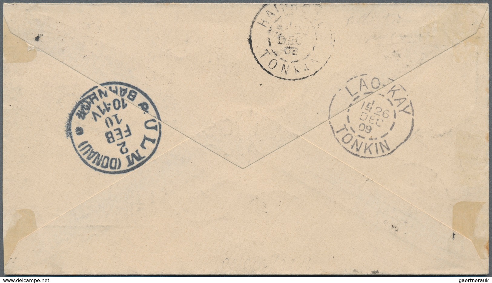 08501 Französisch-Indochina - Postämter In Südchina: 1908, Yunnan-Fou: 2 C. (pair, One Corner Cease), 20 C - Sonstige & Ohne Zuordnung