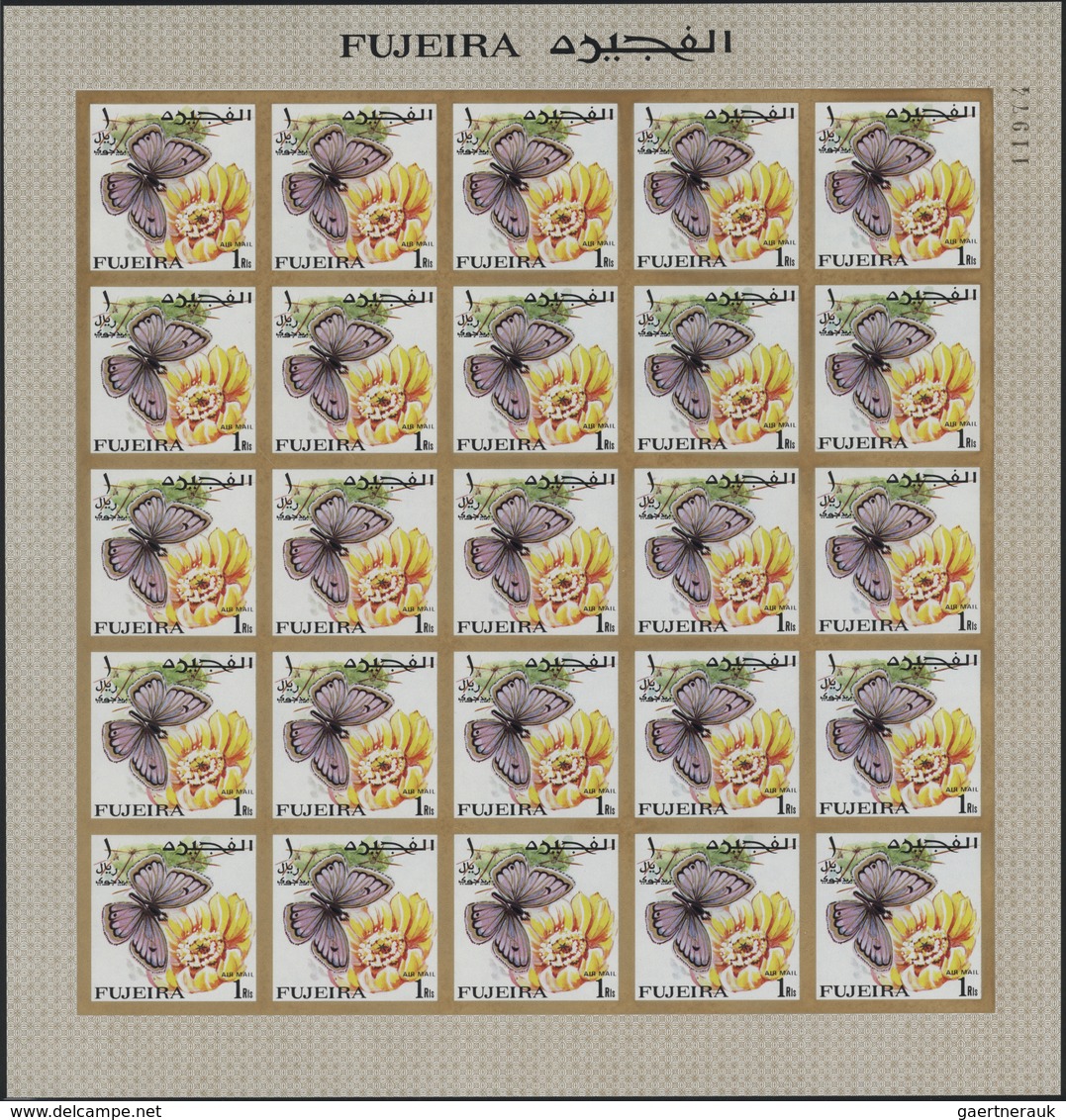 08512 Fudschaira / Fujeira: 1967, Butterflies, imperforate issue, 1dh. to 5r., complete set of 27 values e