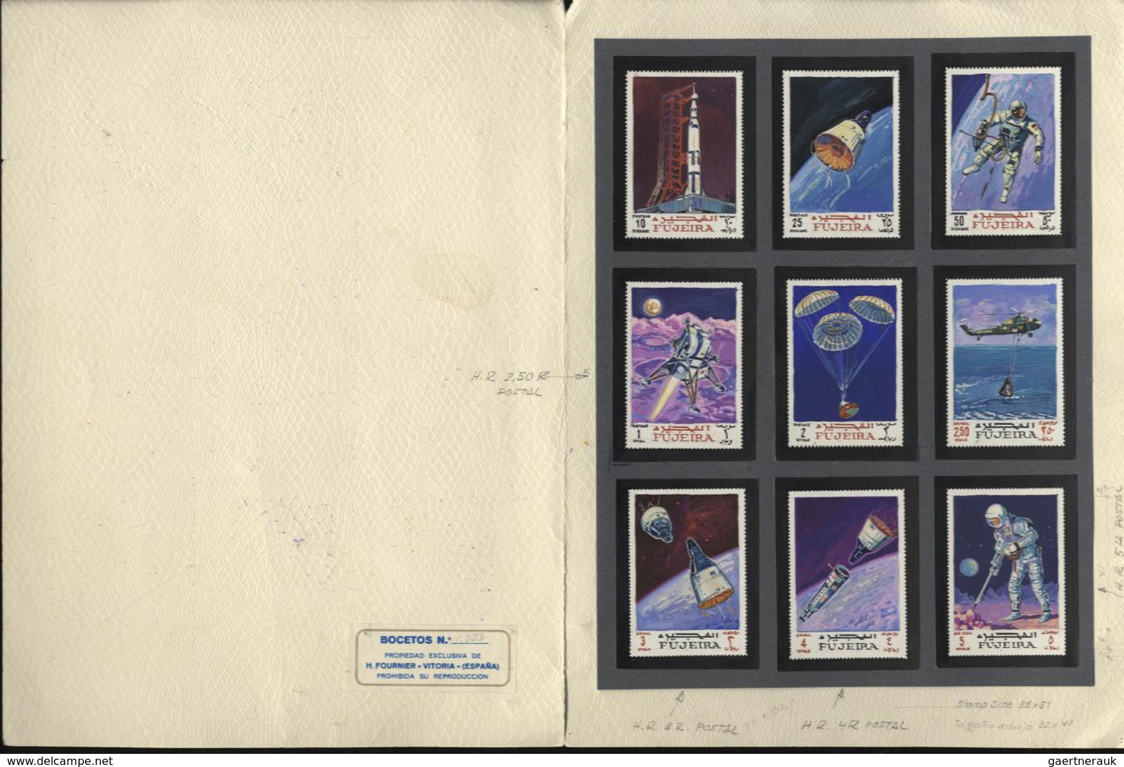 08523 Fudschaira / Fujeira: 1969, ASTRONAUTICS, Booklet With Drawings Of The Complet Set Of Stamps (9 Valu - Fujeira