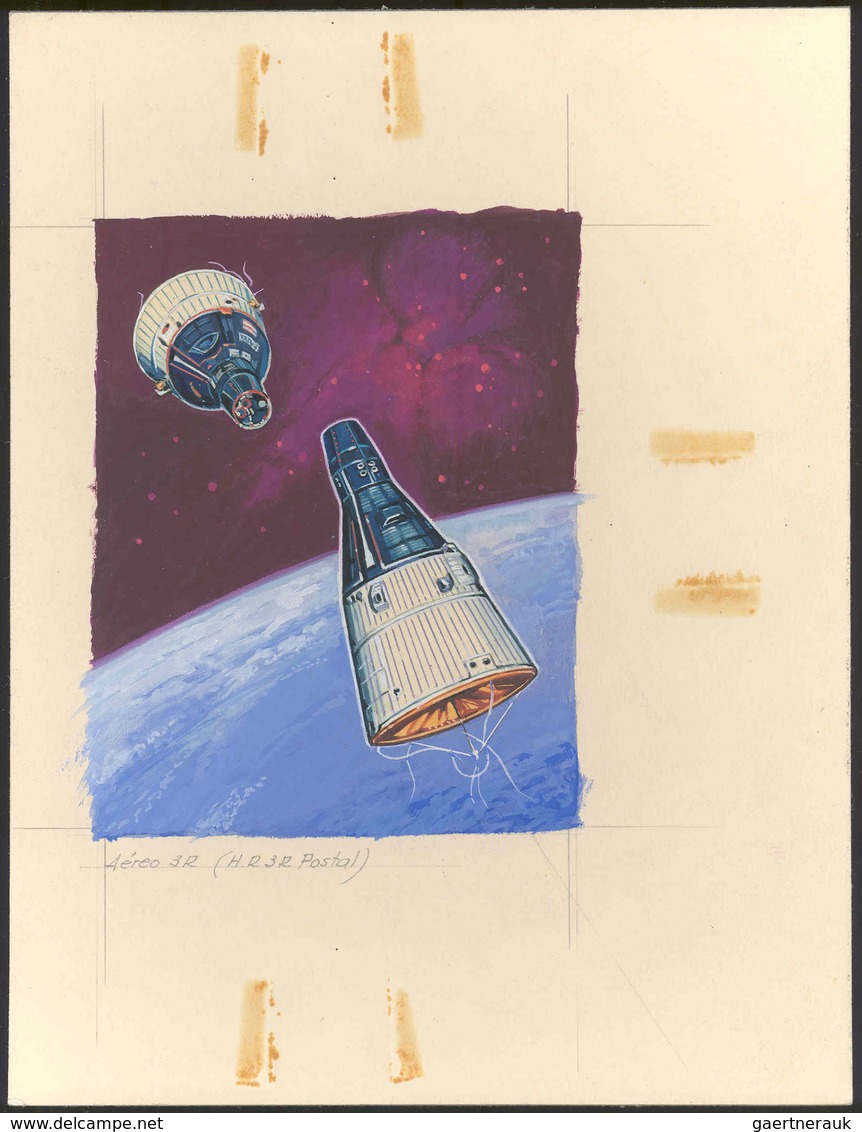 08524 Fudschaira / Fujeira: 1969, ASTRONAUTICS, Final Drawing For Nomination 3R. "Gemini-Rendevous" On Pas - Fujeira