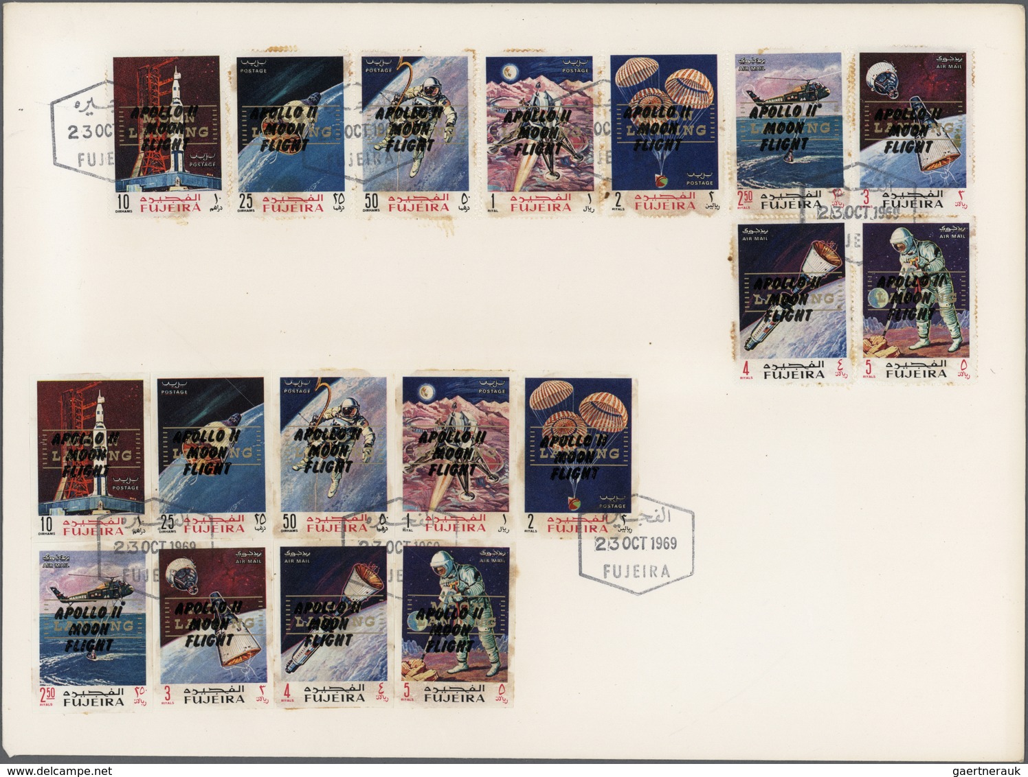 08526 Fudschaira / Fujeira: 1969, Moon Landing Overprints, Perf./imperf. Issues, Three Sets Of Nine Values - Fujeira