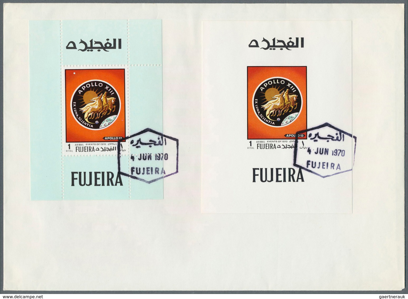 08529 Fudschaira / Fujeira: 1970, Apollo 13/14, 1r. To 4r., Two Complete Sets Of De Luxe Sheets (perf. Wit - Fudschaira