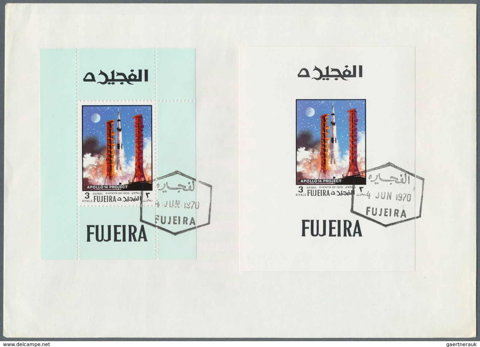 08529 Fudschaira / Fujeira: 1970, Apollo 13/14, 1r. To 4r., Two Complete Sets Of De Luxe Sheets (perf. Wit - Fujeira